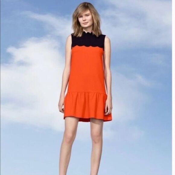 VICTORIA BECKHAM Target NWT Womens Size XS Red Black Scallop Sleeveless Dress - Picture 1 of 12